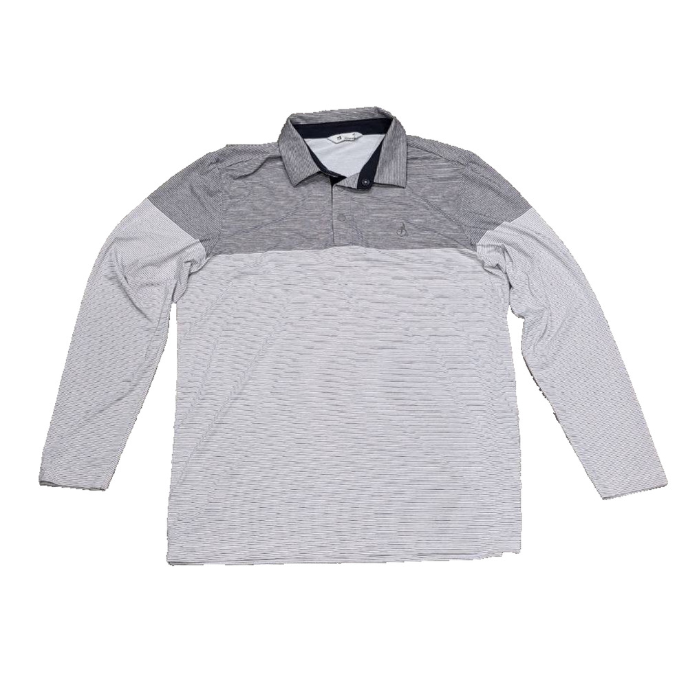Bean Pole Long Sleeve Striped Polo Shirt golf 100 Gray size M A005348
